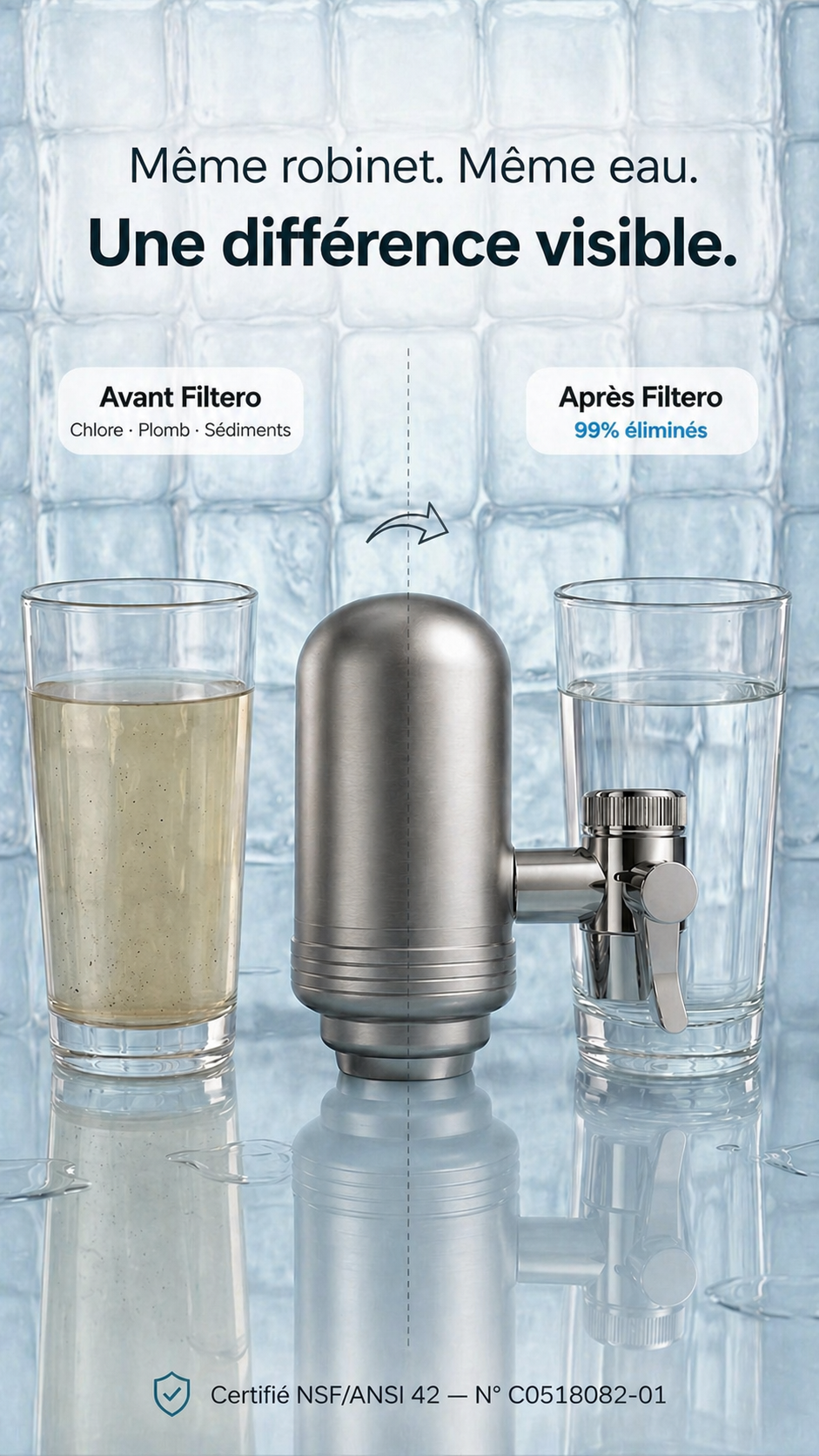 T2 Stainless Steel Tap Water Filter — NSF Certified Activated Carbon